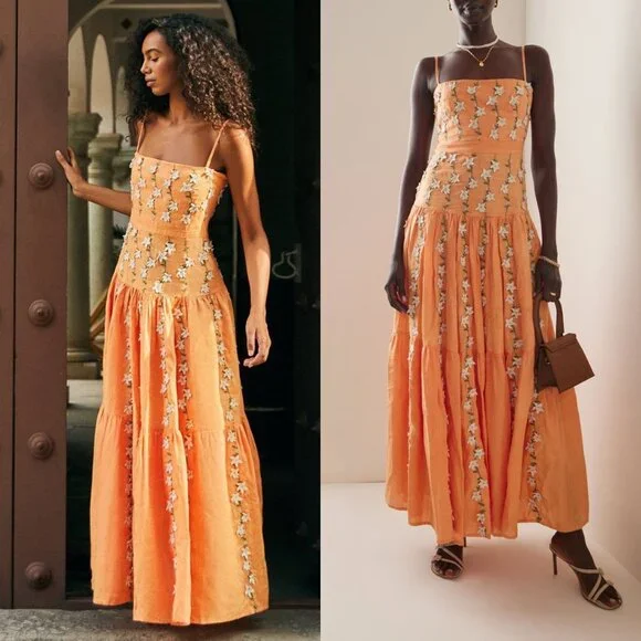 Agua by Agua Bendita Lima Floral Linen Maxi Dress Size S NWT – Lux Resort - Picture 2 of 14